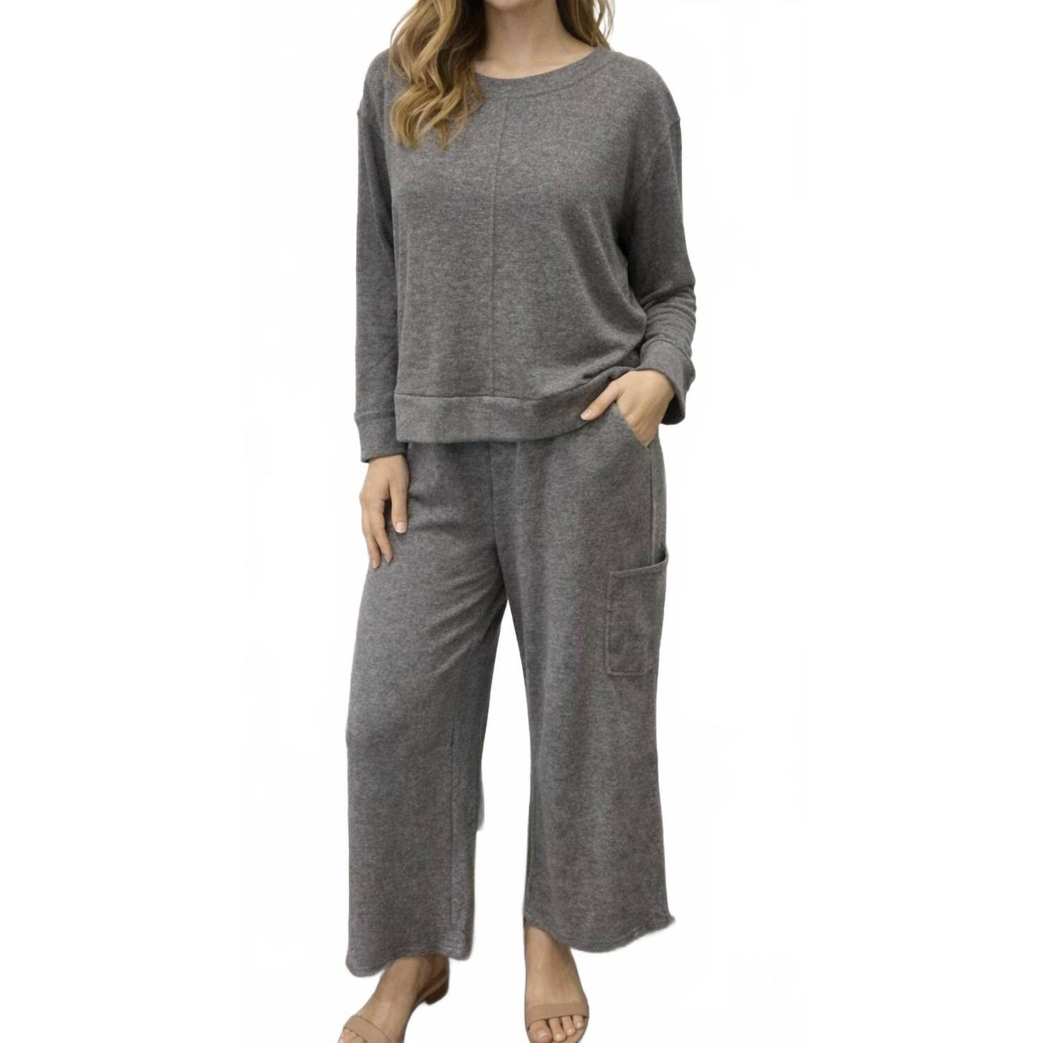 New Shana Apparel Two-Piece Top And Pull On Pant In #44 Dark Grey